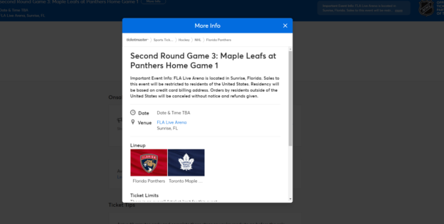 Florida Panthers restrict ticket access for Maple Leafs series to